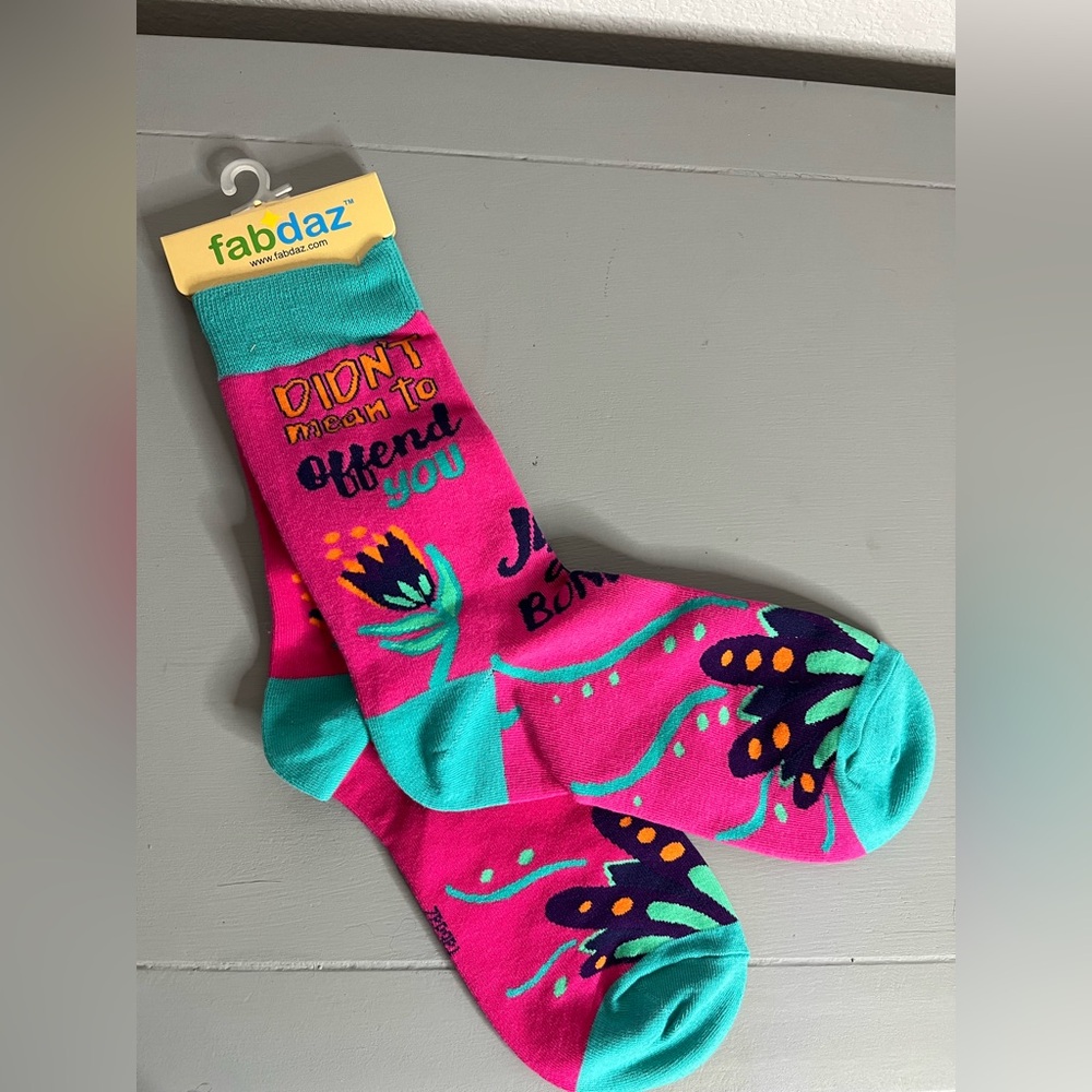 Fabdaz NIP ‘Didn’t Mean To Offend You It’s Just A Bonus!’ Humor Punny Socks 5-10